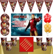 Resim Iron Man Tema Doğum Günü Parti Seti 8 Kişilik Afişli Parti Seti 