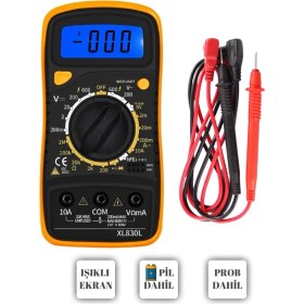 Resim XL830L Dijital Multimetre, LED Ekranlı, Mini Ölçü Aleti, 9V Pil Hediye 