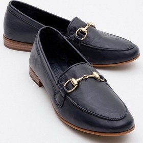 Resim Luvi Shoes Trexıe Lacivert Cilt Hakiki Deri Tokalı Kadın Loafer Ayakkabı Lacivert 