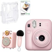 Resim Fujifilm Instax Mini 12 Pembe Fotoğraf Makinesi 10'lu Film Şeffaf Kılıf Ve Divoom Fairy Ok Pembe Karaoke Mikrofonlu Fm Radyolu Bluetooth Hoparlör Seti 