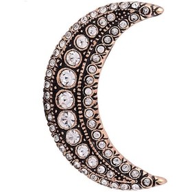 Resim Sevgiliye Hediye Elmas Montür Swarovski Taşlı Ay Broş 