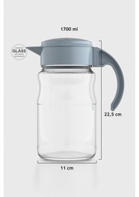 Resim Renga Spiro 1700 Ml Pastel Turkuaz Kapaklı Cam Sürahi 111031 