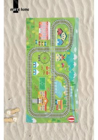 Resim Marte Home Tren Yolu - Baskılı Çocuk Plaj Havlusu Yeşil 