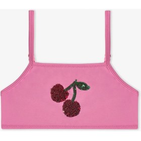 Resim Penti Açık Pembe Kız Çocuk Cherry Halter Bikini Takımı 