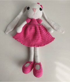 Resim MİNOHOUSE Amigurumi fuşya uzun kulak tavşan 