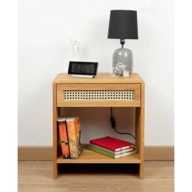 Resim Wooden Decoration Ahşap Rattan Çekmece Detaylı Komodin 