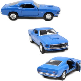 Resim Mustang Çek Bırak Metal Oyuncak Araba 12 Cm Mavi 