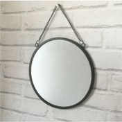 Resim Zincirli Sade Dekoratif Duvar Aynası Siyah 