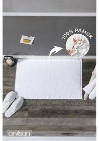 Resim Düz Beyaz Ayak Havlusu - 50x70 Cm, 300 Gr, %100 Pamuk, Spa Ve Otel Banyo Paspası, Günlük Kullanıma Uygun Beyaz 