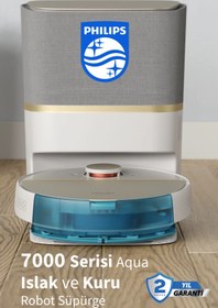 Resim Philips Homerun Aqua Çöp Istasyonlu 7000 Serisi Akıllı Robot Süpürge, Lidar, Hepa11 Filtreli 