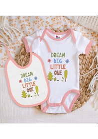 Resim Bk Kids Big Little One Tasarımlı Pembe Bebek Body Zıbın Ve Mama Ö Çok Renkli 