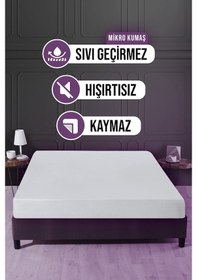 Resim Sıvı Geçirmez Yatak Alezi Pamuklu 180X200Cm Fitted Baza+30Cm Beyaz 