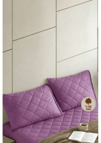 Resim Formeya Pamukkale Alez Lila %100 Pamuk Kapitone Yastık Koruyucu Alez 2 Adet 50X70 