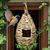 Resim 1 adet El Örgüsü Hummingbird Evi - Doğal Sisal Malzemeden Yapılmış Dayanıklı Asılı Kuş Yuvası, Bahçe Dekoru İçin Klasik Tasarım, Temizlemesi ve Bakımı Kolay, Arka Bahçe Kuş Evleri İçin Mükemmel, Kuş Dekoru 