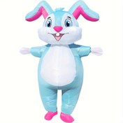 Resim Yetişkin Şişme Tavşan Kostümü, Halloween, Paskalya, Noel Partisi için Büyük Boy Karikatür Tavşan Kıyafeti, Örgü Polyester %100, Hayvan Temalı, Festivite Doğru Yürüyüş Mascot Kostümü 