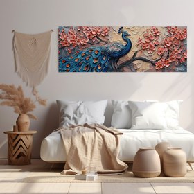 Resim Pembe Çiçek Ve Tavus Kuşu - 140x50 