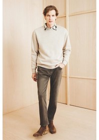 Resim Defacto Relax Fıt Bisiklet Yaka Kalın Kumaş Sweatshirt E9409AX25AU Bej 
