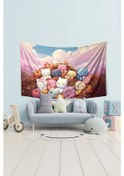 Resim Sevimli Minik Kediler Desenli Duvar Halısı Duvar Örtüsü Çocuk Odası Tapestry Süet Dokulu Kumaş 