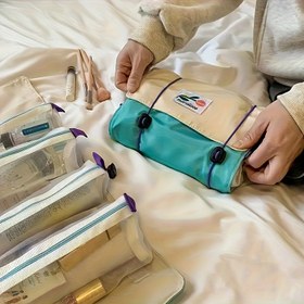 Resim 4'ü 1 Arada Çıkarılabilir Seyahat Kozmetik & Tuvalet Organizer Çantası - Teal Vurgulu Çok Bölmeli Büyük Kapasiteli Dayanıklı Makyaj Çantası, Erkekler ve Kadınlar için Karışık Renkler, Taşınabilir Unisex Hediye, Makyaj Seyahat Çantası, Tuvalet Malzemeleri Saklama, Fonksiyonel Tasarım, Yüksek Kalite Malzeme, Kompakt Depolama, Sağlam Yapı, Tatil Gereçleri 