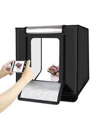 Resim Renvox 60x60 cm Profesyonel LED Işıklı Ürün Fotoğraf Çekim Çadırı - Stüdyo Lightbox 