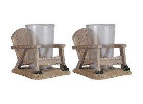 Resim 2 Adet Diş Fırçalık Ve Macunluk Sandalye Poliresin 13x11x10cm 200ml Banyo Seti Çok Renkli 