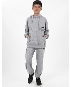 Resim Haykids Erkek Çocuk Uzun Kol Baskılı Kapüşonlu Eşofman Takımı Haki 