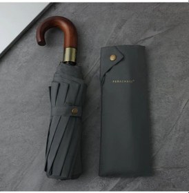 Resim Oldfriend Gri Erkek Ve Kadın Büyük Otomatik Golf Şemsiyesi Vintage Rüzgar Geçirmez 10 Kaburgalı 