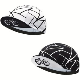 Resim Siyah ve Beyaz Geometrik Desen Bisiklet Şapkası, Üniseks Yaz Yol MTB Bisiklet Şapkası, Soluklu Polyester, El Yıkamalı - 1 Paket 