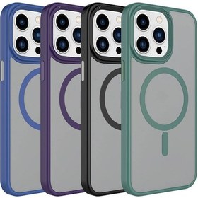 Resim İphone 15 Pro Max Uyumlu Mat Arka Yüzey Wireless Şarj Özellikli Flet Magsafe Kılıf-mavi 