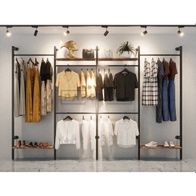 Resim Mağaza Raf Sistemi, Askılık Sistemi, Butik Rafı, Giyinme Odası Siyah - Lidya 