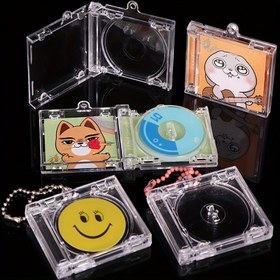 Resim 5 Adet Mini CD Kılıf Anahtarlık - Karikatür Kedi ve Gitar Tasarımlı, Şeffaf Dayanıklı Plastik Müzik Tutkunları İçin Aksesuar, Müzisyenler & Müzik Severler İçin Hediye Fikirleri, Eğlenceli Metal Zincirli Anahtarlık, Konser Hatırası, Sevimli Anahtarlık, Hafif Anahtarlık, Grup Hayranları İçin 