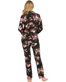 Resim Jiber Kadın Viskon Önü Düğmeli Desenli Kışlık Pijama Takımı 3903 - 1 Adet 001 