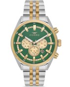 Resim FERRO Quartz Çelik Altın/Gri Yeşil Kadran 41 mm Erkek Kol Saati 