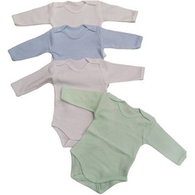 Resim Özdemirli Bebe Uzun Kollu Çıtçıtlı Badi Bisiklet Yaka Hava Alır Kumaş Zıbın 0 - 48 Ay 4'lü Paket Beyaz - Krem - Yeşil - Mavi 