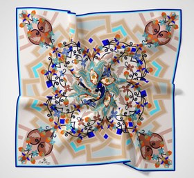 Resim Silk Home Twill Eşarp Mandala Desen - mozaik 