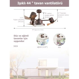Resim Dlc Group Garbion LED Tavan Vantilatörü Kahverengi Uzaktan Kumandalı 112 cm 