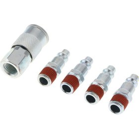 Resim 5x Hava Hızlı Bağlantı Kavramları Bağlayıcı Seti 1/4 "npt Kuplör / Fiş 