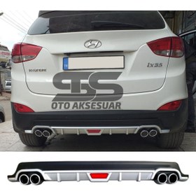 Resim STS Oto Aksesuar Hyundai Ix35 Difüzör Arka Tampon Eki 4 Egzoz Çıkışlı Gri Tip 