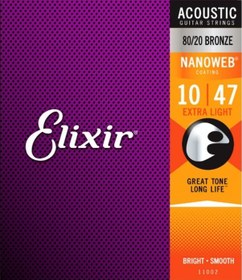 Resim Elixir 010-047 11002 Nanoweb Bronz Akustik Gitar Teli 