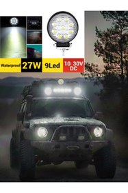 Resim KAPOTO Off Road 9 Led Yuvarlak Çalışma Lambası 27W 10V-30V Metal Gövde Tır Kamyon İş Makinesi Aydınlatma 
