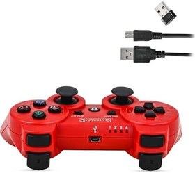 Resim Kontorland P3G - PS3/PC Uyumlu Titreşimli Kablosuz Oyun Kolu GamePad (Kırmızı) 