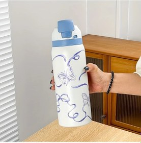 Resim Willowhaven Beyaz 33.81oz Paslanmaz Çelik Çiçek Desenli Sızdırmaz Termos 