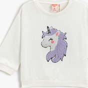 Resim Kız Bebek Unicorn Aplike Detaylı Sweatshirt Pamuklu 