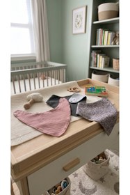 Resim Aluve 3 Katmanlı Sıvı Geçirmez Müslin Bebek Mama Önlüğü Seti- 3'lü Ruzgar Koleksiyonu- Set 1 