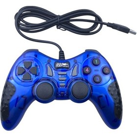 Resim 12 Fonksiyon Tuşulu Double Shock Usb Pc Bilgisayar Oyun Kolu Mavi 