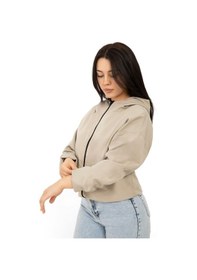 Resim Kadın Taş Kapüşonlu Su Ve Rüzgar Geçirmez Cepli İçi Astarlı Oversize Yağmurluk Taş 