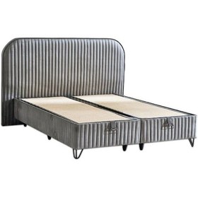 Resim Line Visco Lüks Baza Ve Başlık Seti 140x190 Cm Çift Kişilik Baza Ve Başlık Takımı Koyu Gri Babyface 