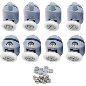Resim Duş Kapısı Makaraları 8 Adet Duş Sürgülü Kapı Makarası Duş Kabini Makaraları 23mm 
