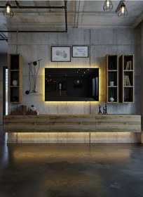 Resim Resital Ledli Duvara Monte Tv Sehpası - Ceviz - W6006-2 Ceviz 