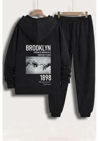 Resim Unisex 1898 Brooklyn Baskılı Eşofman Takımı Siyah 